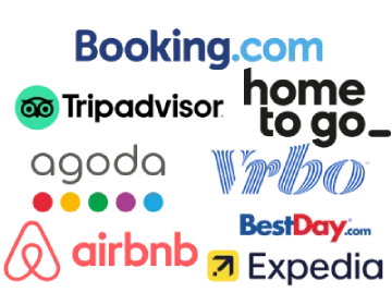 Booking, HomeToGo, Expedia, Google, Airbnb